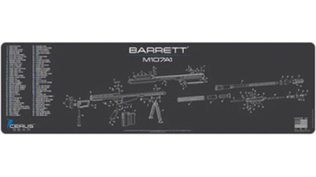 BARRETT M107A1 SCHEMATIC MAGNUM GUN MAT - CHARCOAL GRAY/CERUS BLUE, 14" X 48"