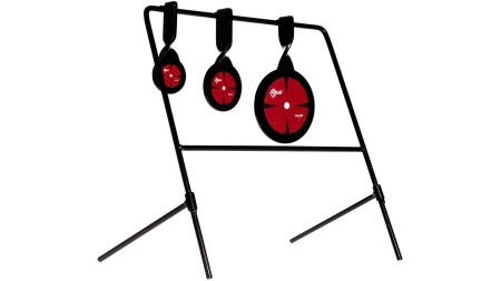 EZ-Aim Triple Deflector Spinner Target System Rimfire .22 Cal. & Air Guns 10.75"W x 12.5"H - Black/Red