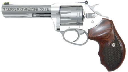 Charter Arms Pathfinder Handgun .22 LR 8rd Capacity 4.2" Barrel Anodized Stainless Steel Rosewood Checkered Grip