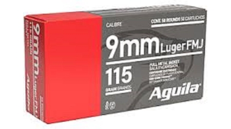 Aguila Handgun Ammunition 9mm Luger 115 gr FMJ 1150 fps 1000/ct Case
