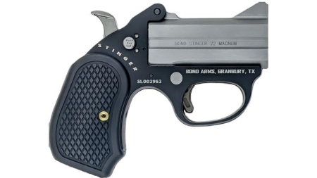 Bond Arms Stinger "Fireball" Handgun 22 Mag 2rd Capacity 3" Barrel Matte Stainless Steel with Black Grips