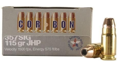Corbon Self-Defense JHP Handgun Ammunition .357 SIG 115 gr JHP 1500 fps 20/box