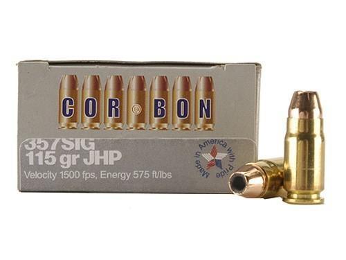 Corbon Self-Defense JHP Handgun Ammunition .357 SIG 115 gr JHP 1500 fps 20/box