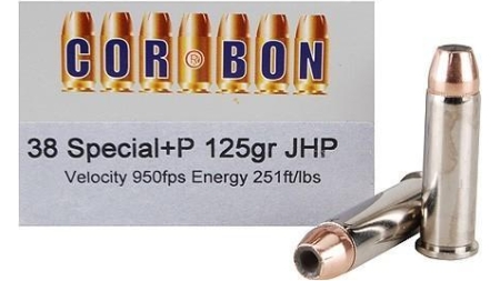 Corbon Self-Defense JHP Handgun Ammunition .38 Spl (+P) 125 gr JHP 1125 fps 20/box