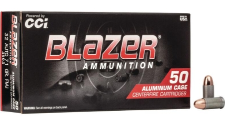 CCI Blazer Aluminum Handgun Ammunition .32 ACP 71 gr TMJ 900 fps 50/box