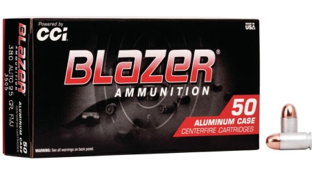 CCI Blazer Aluminum Handgun Ammunition .380 ACP 95 gr FMJ 945 fps 50/box