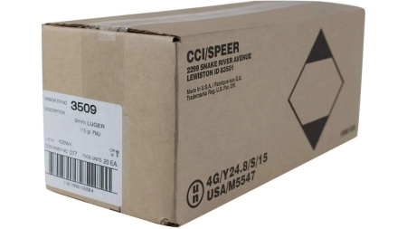 CCI Blazer Aluminum Handgun Ammunition 9mm Luger 115 gr. FMJ 1145 fps 1000/ct Case (20-50/ct Boxes)