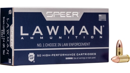 Speer Lawman Handgun Ammunition 9mm Luger 124 gr TMJ 1090 fps 50/ct