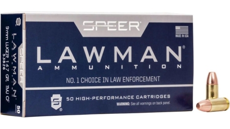 Speer Lawman Handgun Ammunition Clean-Fire 9mm Luger 147 gr. TMJ 985 fps 50/ct