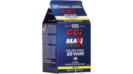 CCI Maxi Mag Rimfire Ammunition .22 WMR 40 gr. JHP 1875 fps 125/ct