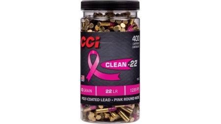 CCI High Velocity Clean-22 Ammunition Pink .22LR 40gr Poly Coated LRN  1235 fps 400/ct
