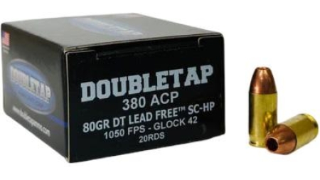 Double Tap DT Lead Free Handgun Ammunition .380 Auto 80gr SC-HP 1145 fps 20/ct