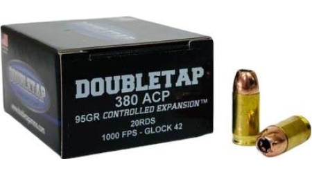 Double Tap Controlled Expansion Handgun Ammunition 380 ACP 95gr JHP 1000 fps 20/ct