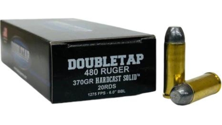 Double Tap Hardcast Solid Handgun Ammunition 480 Ruger 370gr WFN 1335 fps 20/ct