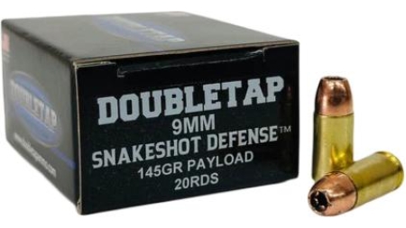 Double Tap SnakeShot Defense Handgun Ammunition 9mm Luger 145gr JHP+#9 Shot 20/ct
