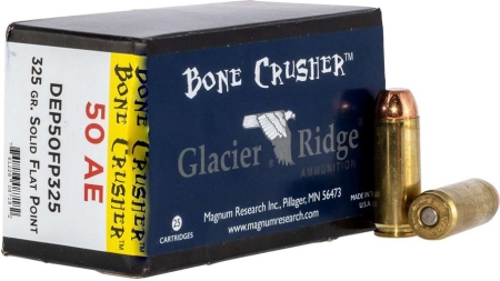 Magnum Research Glacier Ridge Bonecrusher Handgun Ammunition .50AE 325gr Solid Flat Point 25/ct