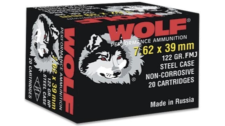 Wolf WPA Polyformance Rifle Ammunition 7.62x39mm 123 gr FMJ 2396 fps - 20/ct