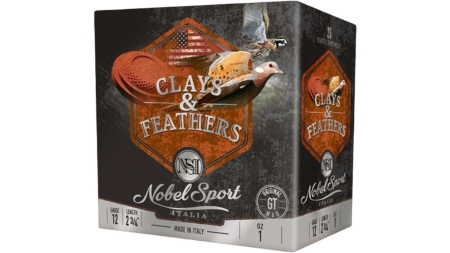 Nobel Sport Clays & Feathers Shotshells 12ga 2-3/4" 1oz 1300 fps #8 250/rd Case (10-25/ct Boxes)