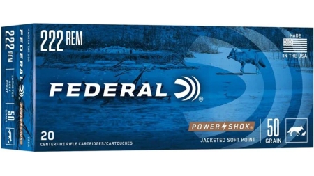 Federal Power-Shok Rifle Ammunition .222 Rem 50 gr SP 3140 fps - 20/ct