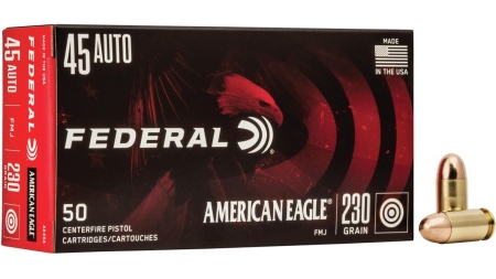 American Eagle Handgun Ammunition .45 ACP 230 gr FMJ 890 fps 50/ct