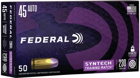 Federal Syntech Training Handgun Ammunition .45 ACP 230 gr TSJ 890 fps 50/ct