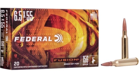 Federal Fusion Rifle Ammuniton 6.5x55 Swedish Mauser 156gr SP 2500 fps 20/ct