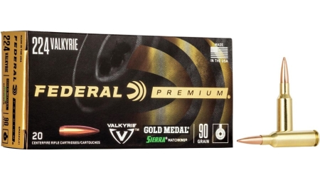 Federal Premium Gold Medal Sierra Matchking  Ammunition .224 Valkyrie 90 gr 2700 fps BTHP 20/ct