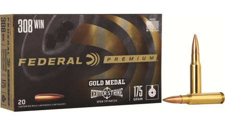 Federal Gold Medal CenterStrike Rifle Ammunition .308 Win 175gr OTM 2600 fps 20/ct