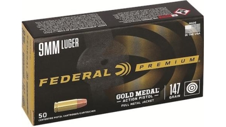 Federal Gold Medal Action Pistol 9mm Luger 147gr FMJ 900 fps 50/ct