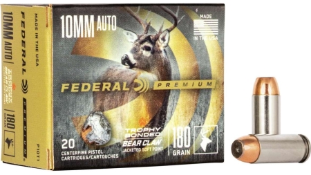Federal Premium Vital-Shok Handgun Ammunition 10mm Auto 180 gr JSP 1275 fps 20
