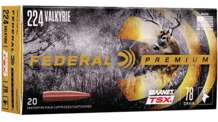 Federal Barnes Rifle Ammuniton .224 Valkyrie 78 gr TSX 20/ct