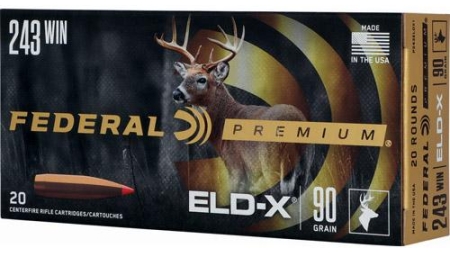 Federal Premium ELD-X Rifle Ammunition .243 Win 90gr HP 3100 fps 20/ct