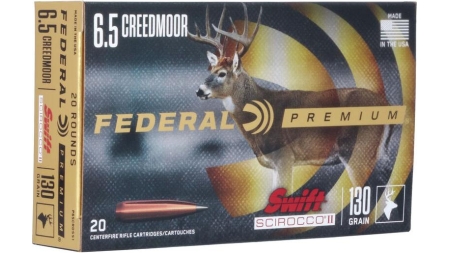 Federal Swift Scirocco II Rifle Ammunition 6.5mm Creedmoor 130gr Poly Tip 2800 fps 20/ct