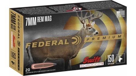 Federal Swift Scirocco II Rifle Ammunition 7mm Rem Mag 150 gr Poly Tip 3050 fps 20/ct
