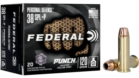 Federal Personal Defense Punch Handgun Ammunition .38 Spl(+P) 120 gr JHP 1000 fps 20/ct