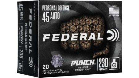 Federal Personal Defense Punch Handgun Ammunition .45 ACP 230 gr JHP 890 fps 20/ct