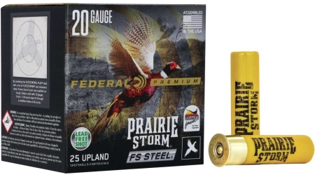 Federal Prairie Storm FS Steel Shotshells 20 ga 3" 7/8oz #4 1350 fps 25/ct