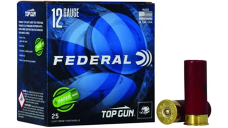 FEDERAL TOP GUN 12 GA 2 3/4 IN  1 1/8OZ 1200 FPS 8 PAPER WAD SS AMMO 25RD