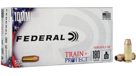Federal Train + Protect Handgun Ammunition 10mm Auto 180gr VHP 1175 fps 50/ct