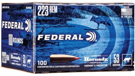 Federal Varmint & Predator Rifle Ammunition .223 Rem 53 gr V-MAX 3400 fps 20/ct