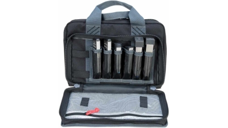 G-Outdoors Quad Pistol Range Bag with Magazine Storage & Dump Cups-Black
