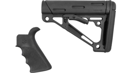 Hogue AR-15/M-16 Kit - Finger Groove Beavertail Grip & Over-Molded Collapsible Buttstock - Mil-Spec Buffer Tube Black