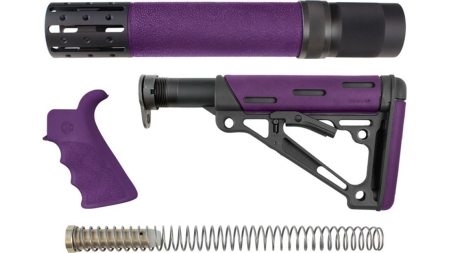 Hogue AR-15/M16 Kit Overmolded Beavertail Grip & Collapsible Mil-Spec Buffer Tube Buttstock Purple