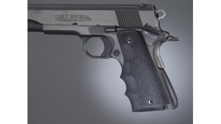 Hogue Colt Government Grips .45 1911 Rubber Grips with Finger Grooves - Black