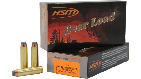 HSM Bear Load Rifle Ammunition 450 Bushmaster 300gr JSP 1950 fps 20/ct