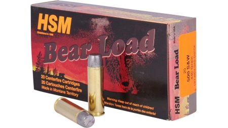 HSM Bear Load Lead Handgun Ammunition .500 S&W 440gr WFN 1500 fps 20/ct