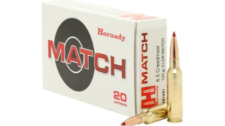 Hornady Match Rifle Ammunition 6.5 Creedmoor 120 gr ELD 2910 fps 20/ct