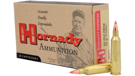 Hornady Varmint Express Rifle Ammunition .22-250 Rem 55 gr V-MAX 3680 fps 20/ct