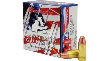 Hornady American Gunner Handgun Ammunition 9mm Luger 115 gr XTP 1155 fps 25/ct