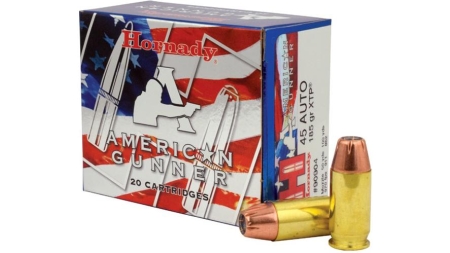 Hornady American Gunner Handgun Ammunition .45 ACP 185 gr XTP 970 fps 20/ct